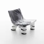 Poltroncina lounge bianco e nero Slide Low Lita Anniversary made Italy Viadurini