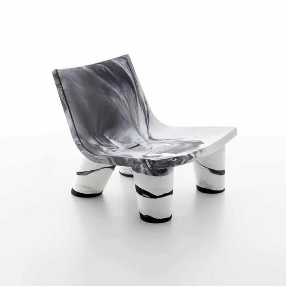 Poltroncina lounge bianco e nero Slide Low Lita Anniversary made Italy Viadurini
