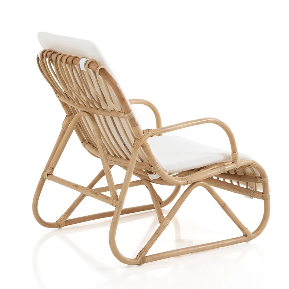 Poltroncina per Ambienti Esterni e Interni in Rattan e Cuscino in Cotone - Jouer Viadurini