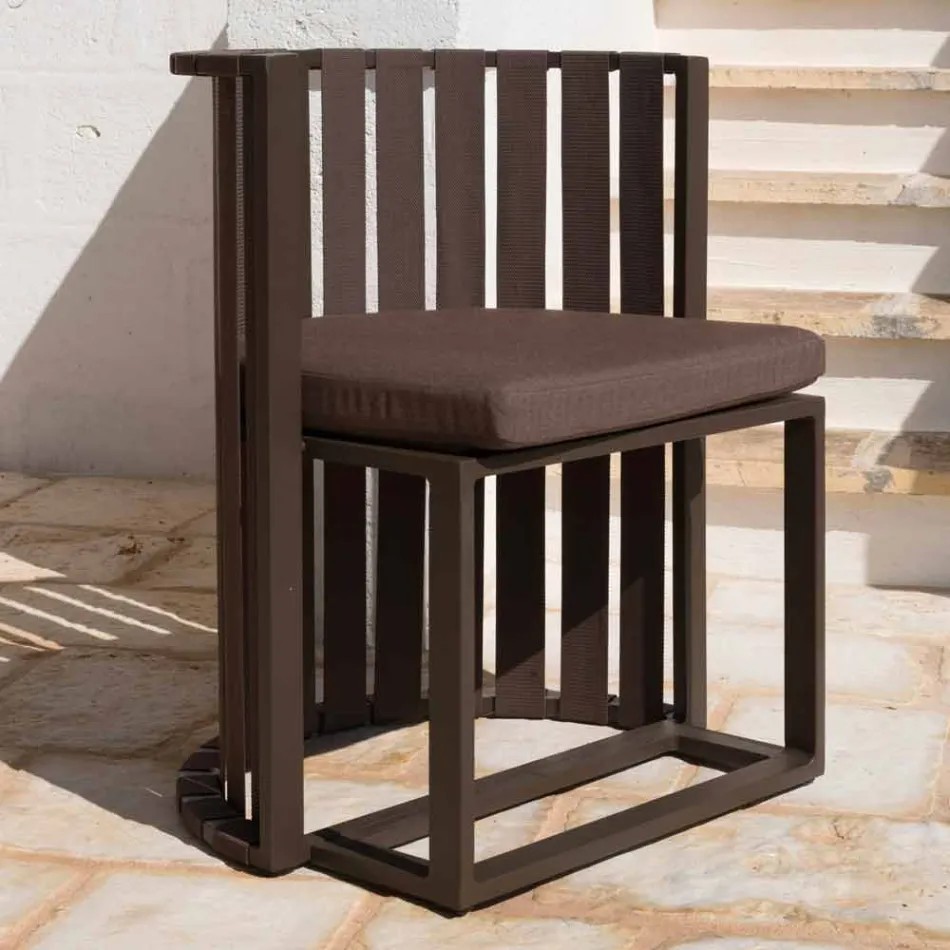 Poltroncina Pranzo da Esterno in Alluminio e Corde Design di Lusso - Julie Viadurini