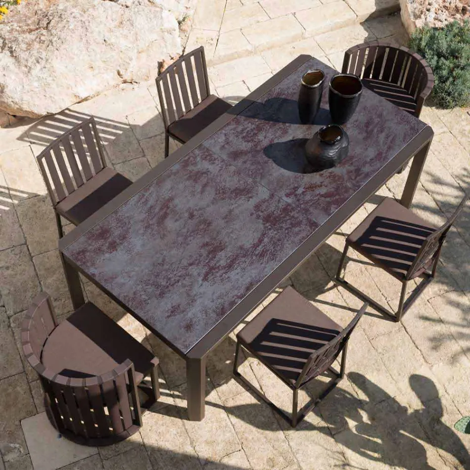 Poltroncina Pranzo da Esterno in Alluminio e Corde Design di Lusso - Julie Viadurini