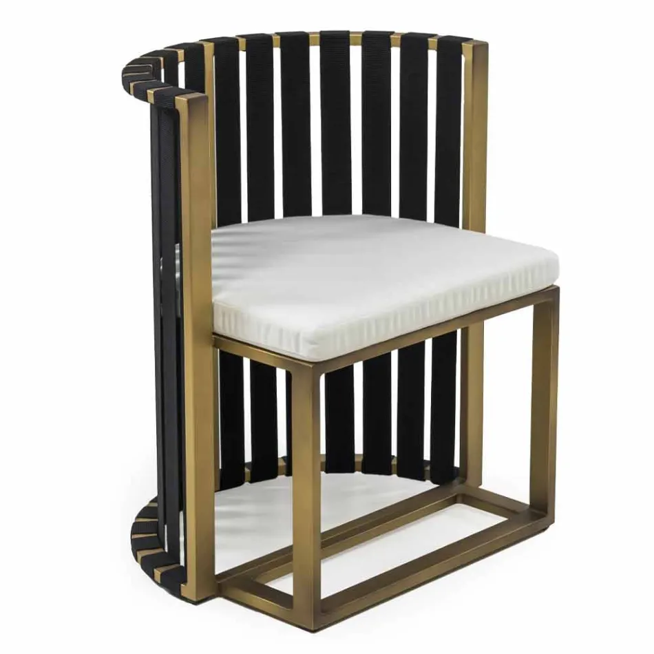 Poltroncina Pranzo da Esterno in Alluminio e Corde Design di Lusso - Julie Viadurini