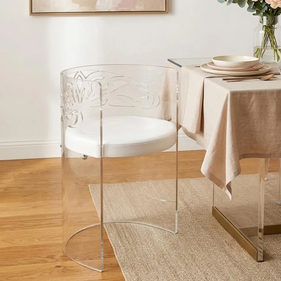 Poltroncina Trasparente in Plexiglass e Seduta Imbottita Made in Italy - Caelia Viadurini