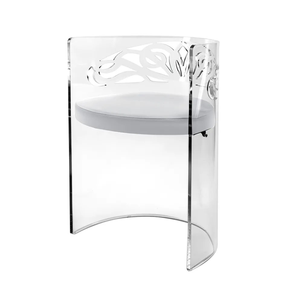 Poltroncina Trasparente in Plexiglass e Seduta Imbottita Made in Italy - Caelia Viadurini