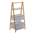 Porta accessori da bagno di design in tessuto e bamboo Vercelli Viadurini