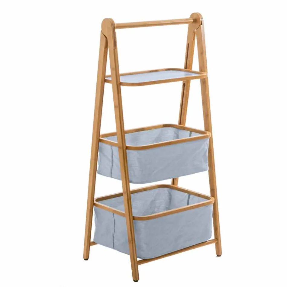 Porta accessori da bagno di design in tessuto e bamboo Vercelli Viadurini