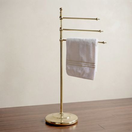 Porta Asciugamani da Bagno Vintage da Terra a 3 Bracci Design in Ottone – Brest Viadurini