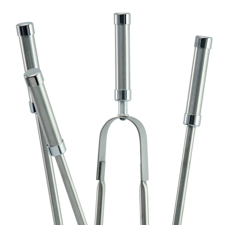 Porta Attrezzi con 4 Accessori in Acciaio Inox e Fiamma Made in Italy - Vita Viadurini