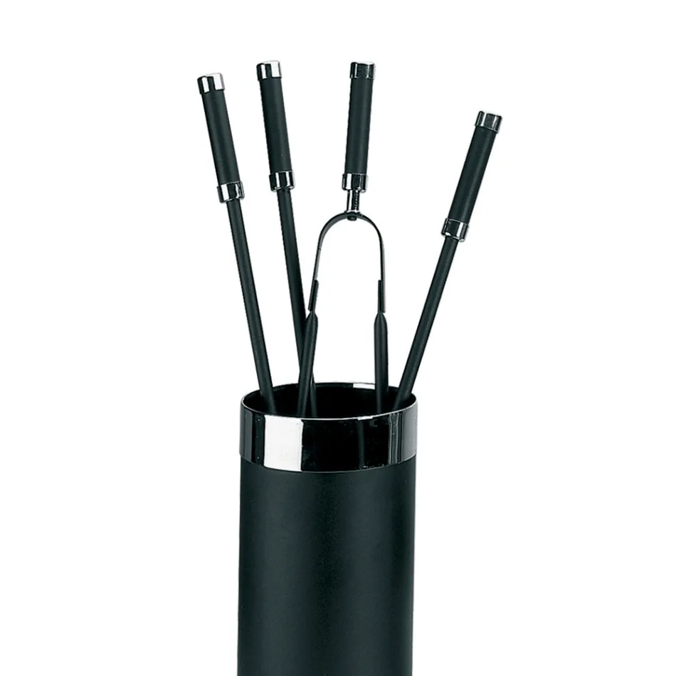 Porta Attrezzi con 4 Accessori per il Camino Inclusi Made in Italy - Serpente Viadurini