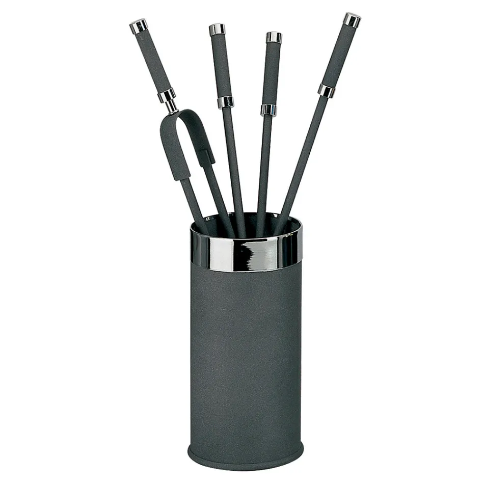 Porta Attrezzi con 4 Accessori per il Camino Inclusi Made in Italy - Serpente Viadurini