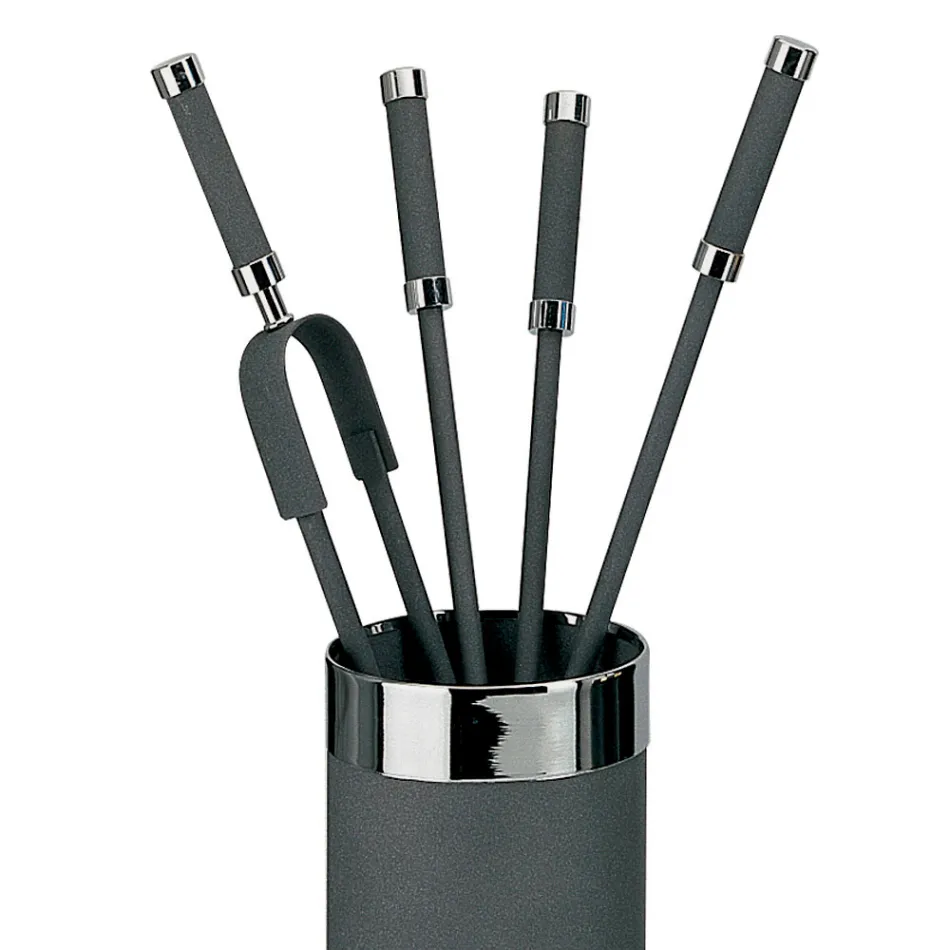 Porta Attrezzi con 4 Accessori per il Camino Inclusi Made in Italy - Serpente Viadurini