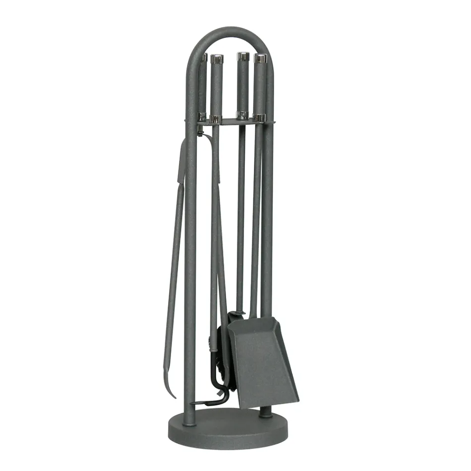 Porta Attrezzi con 4 Utensili per il Camino Made in Italy - Licaone Viadurini