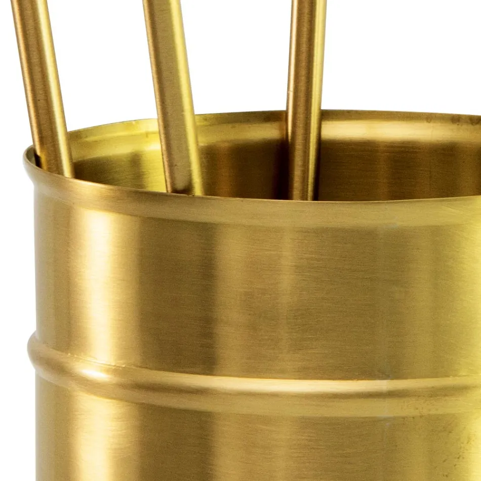 Porta Attrezzi da Camino in Ottone 4 Pezzi Made in Italy - Giraffa Viadurini