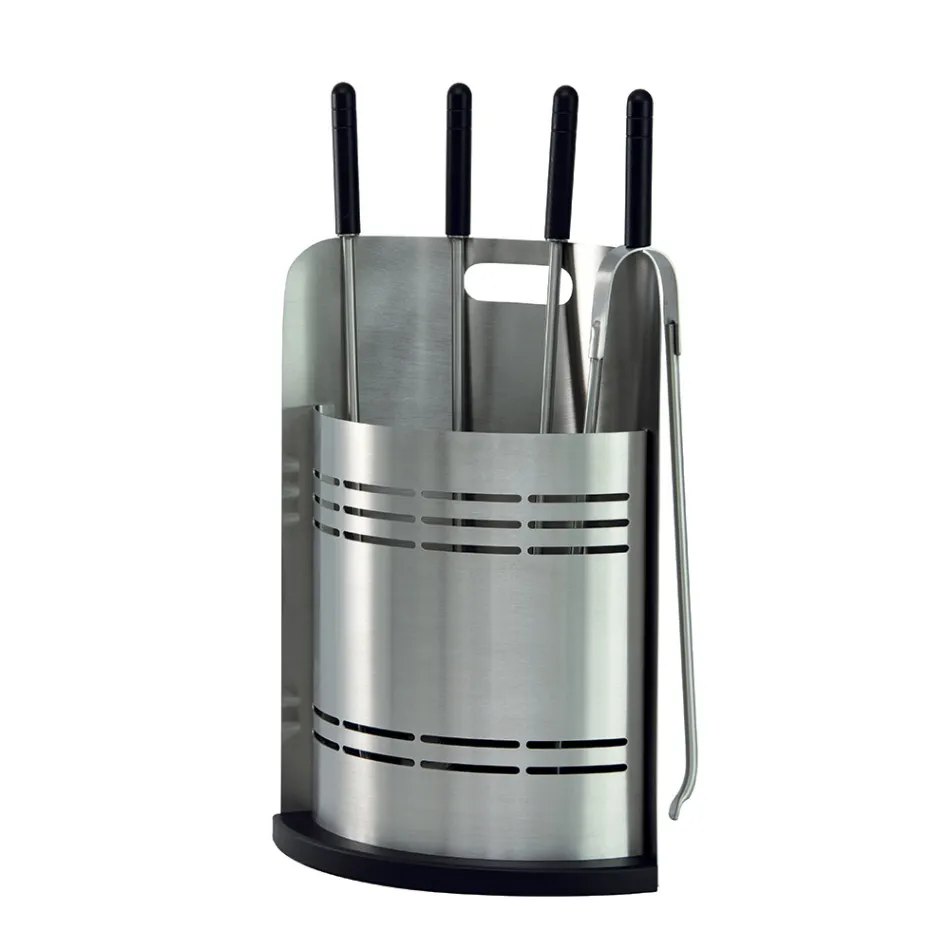 Porta Attrezzi Fisso con 4 Utensili per il Camino Made in Italy - Bonsai Viadurini