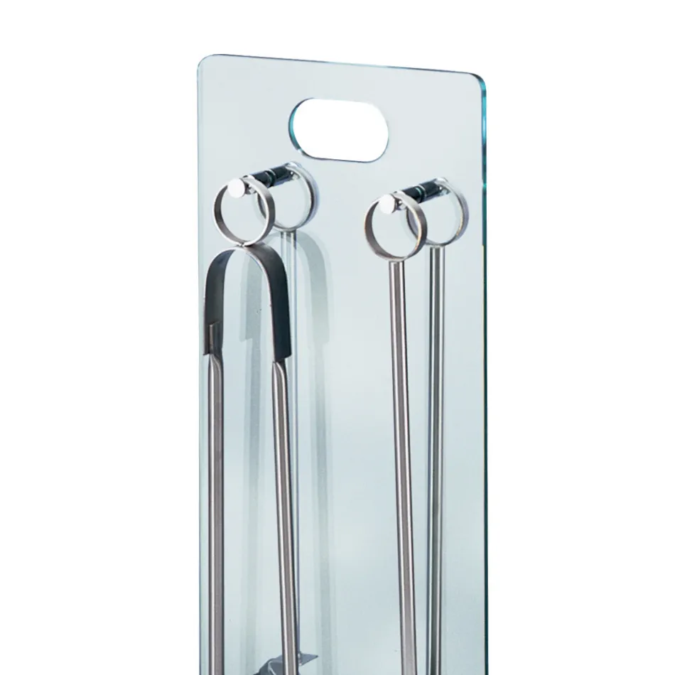 Porta Attrezzi in Cristallo Temperato con 4 Accessori Made in Italy - Zebra Viadurini