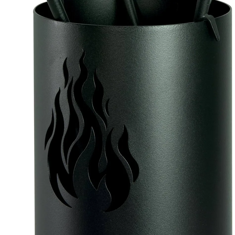 Porta Attrezzi in Metallo con 4 Accessori e Fiamma Made in Italy - Fakir Viadurini