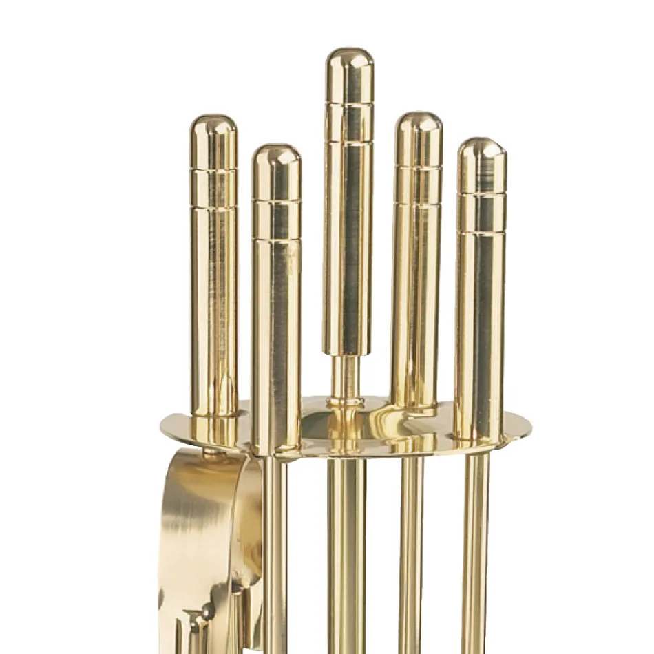 Porta Attrezzi in Ottone con 4 Accessori Altezza 65 cm Made in Italy - Canguro Viadurini