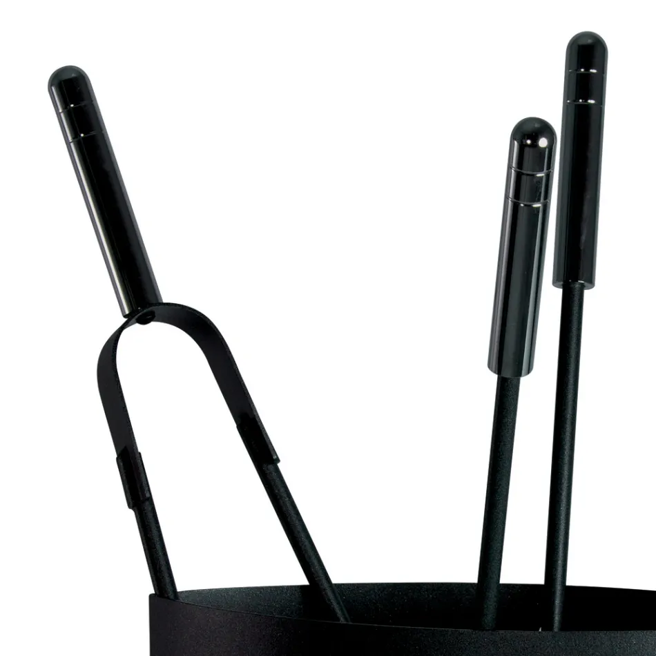 Porta Attrezzi per il Camino in Metallo con 4 Accessori Made in Italy - Canarino Viadurini