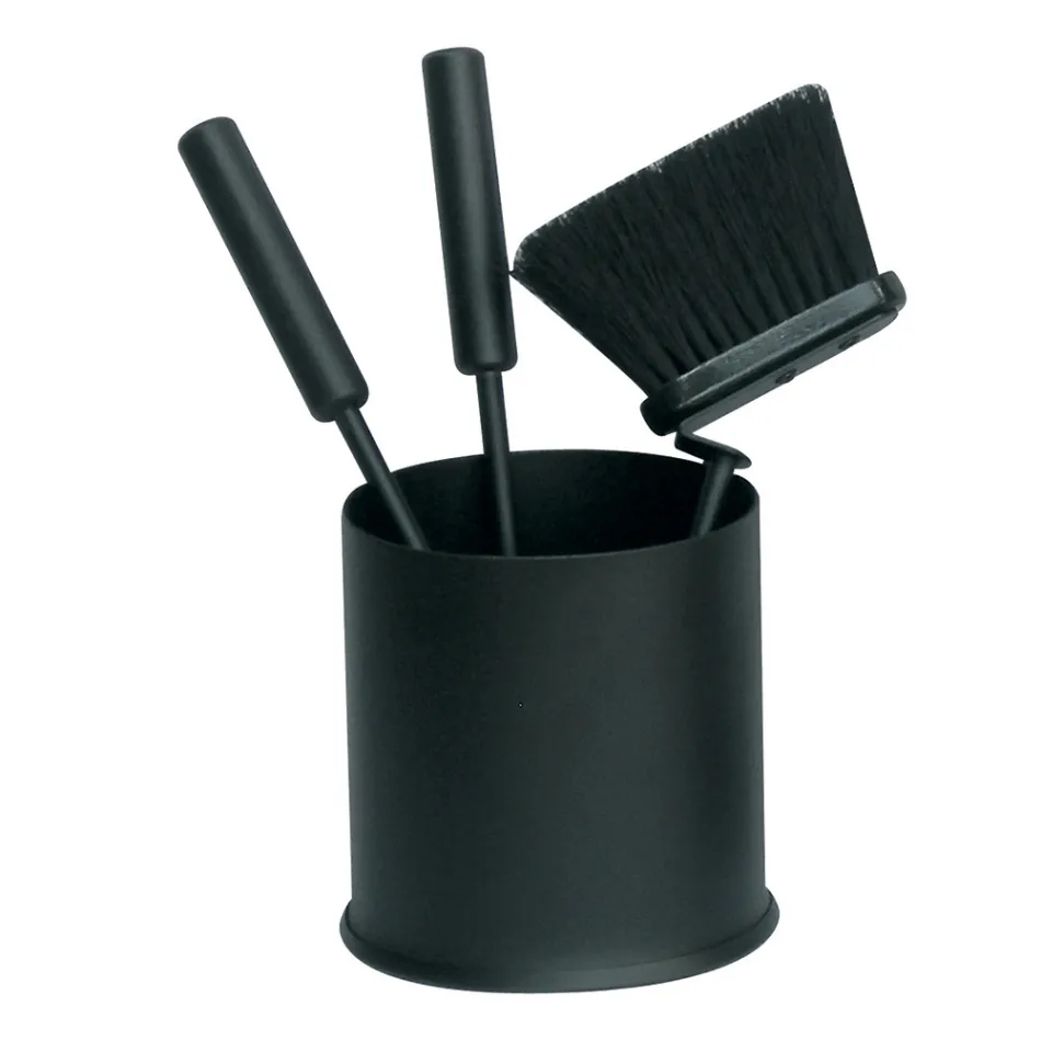 Porta Attrezzi Rotondo con 3 Utensili per il Camino Made in Italy - Zenzero Viadurini