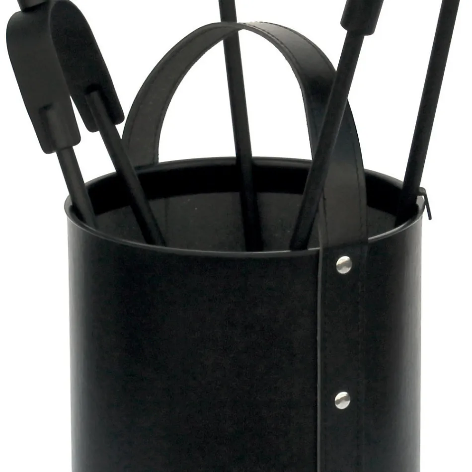 Porta Attrezzi Rotondo in Ecopelle con Manico e 4 Accessori Made in Italy - Piccione Viadurini