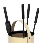 Porta Attrezzi Rotondo in Ecopelle con Manico e 4 Accessori Made in Italy - Piccione Viadurini