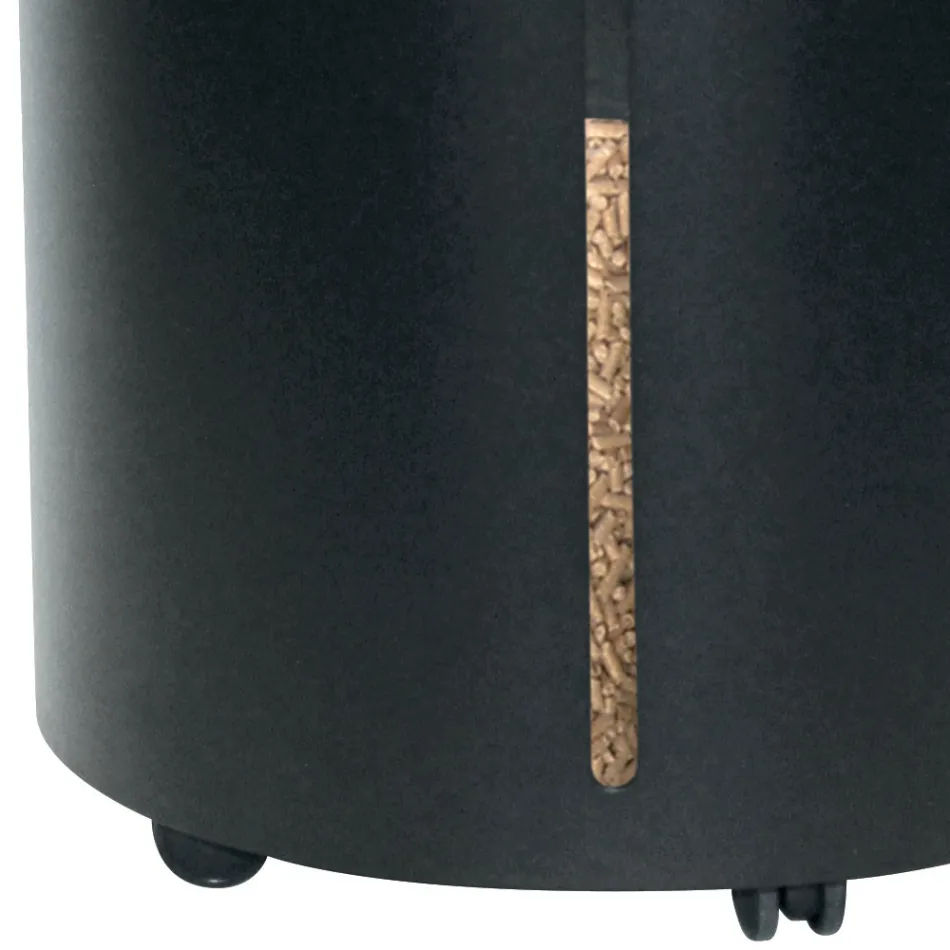 Porta Pellet con Ruote e Coperchio Realizzato in Metallo Made in Italy - Cicogna Viadurini