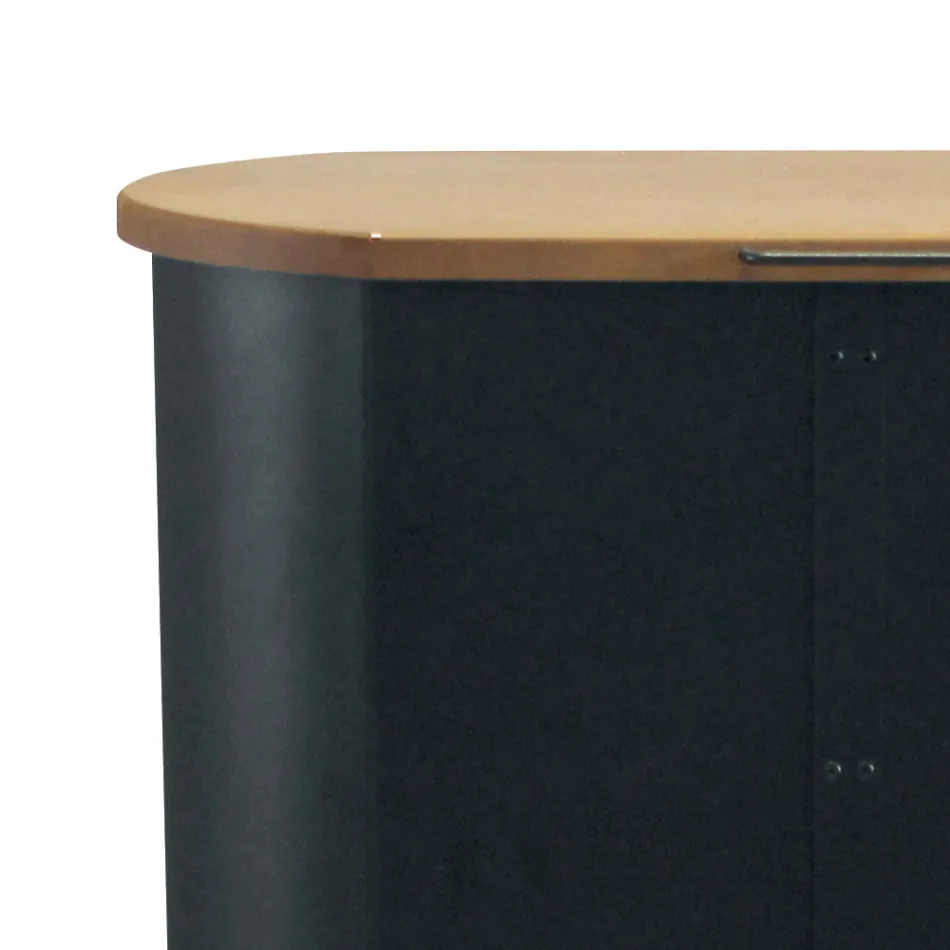 Porta Pellet in Metallo con Ruote e Coperchio in Legno Made in Italy - Bisonte Viadurini