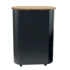 Porta Pellet in Metallo con Ruote e Coperchio in Legno Made in Italy - Bisonte Viadurini