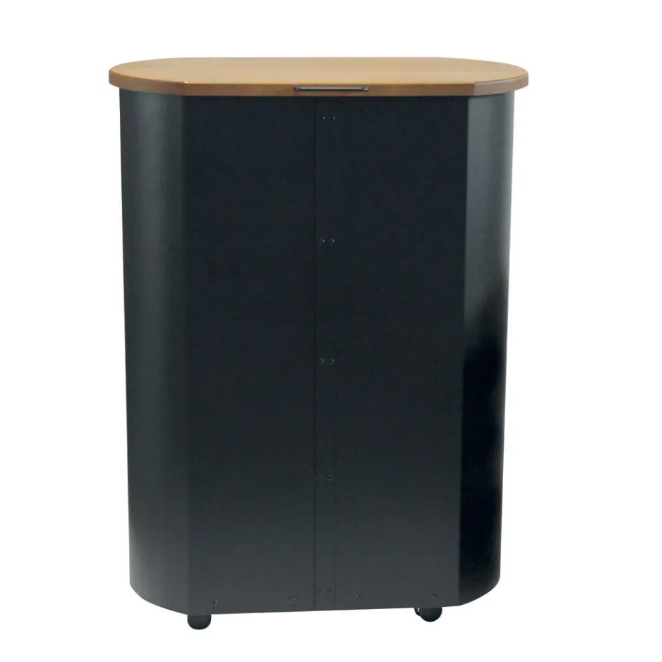 Porta Pellet in Metallo con Ruote e Coperchio in Legno Made in Italy - Bisonte Viadurini