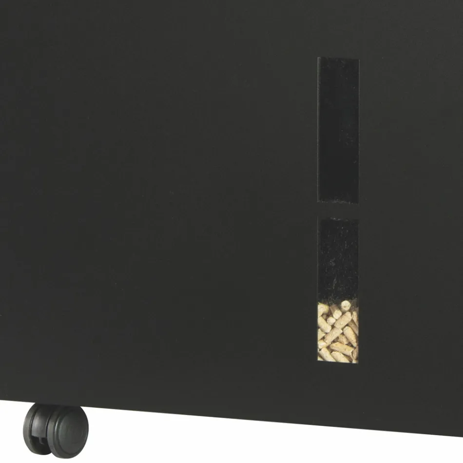 Porta Pellet in Metallo con Ruote e Coperchio Made in Italy - Gazza Viadurini