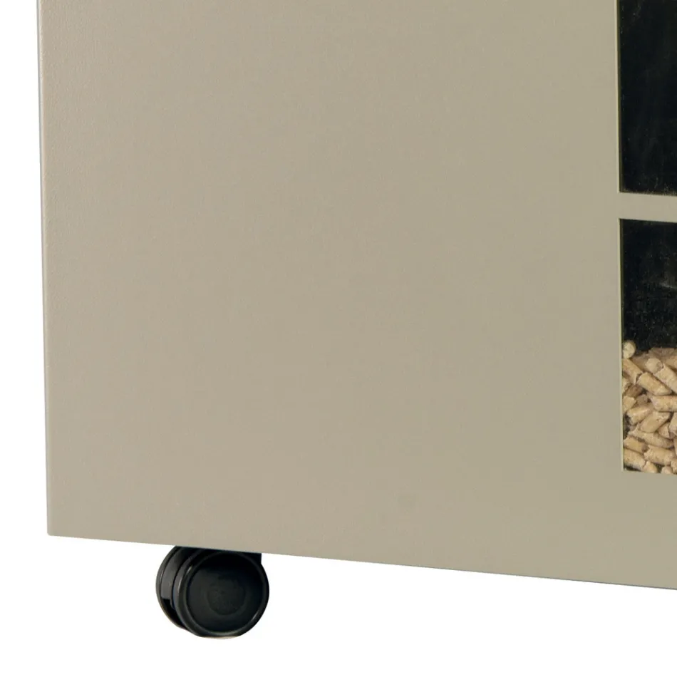 Porta Pellet in Metallo con Ruote e Coperchio Made in Italy - Gazza Viadurini