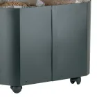 Porta Pellet Ovale in Metallo Nero e Coperchio in Legno Made in Italy - Bisonte Viadurini