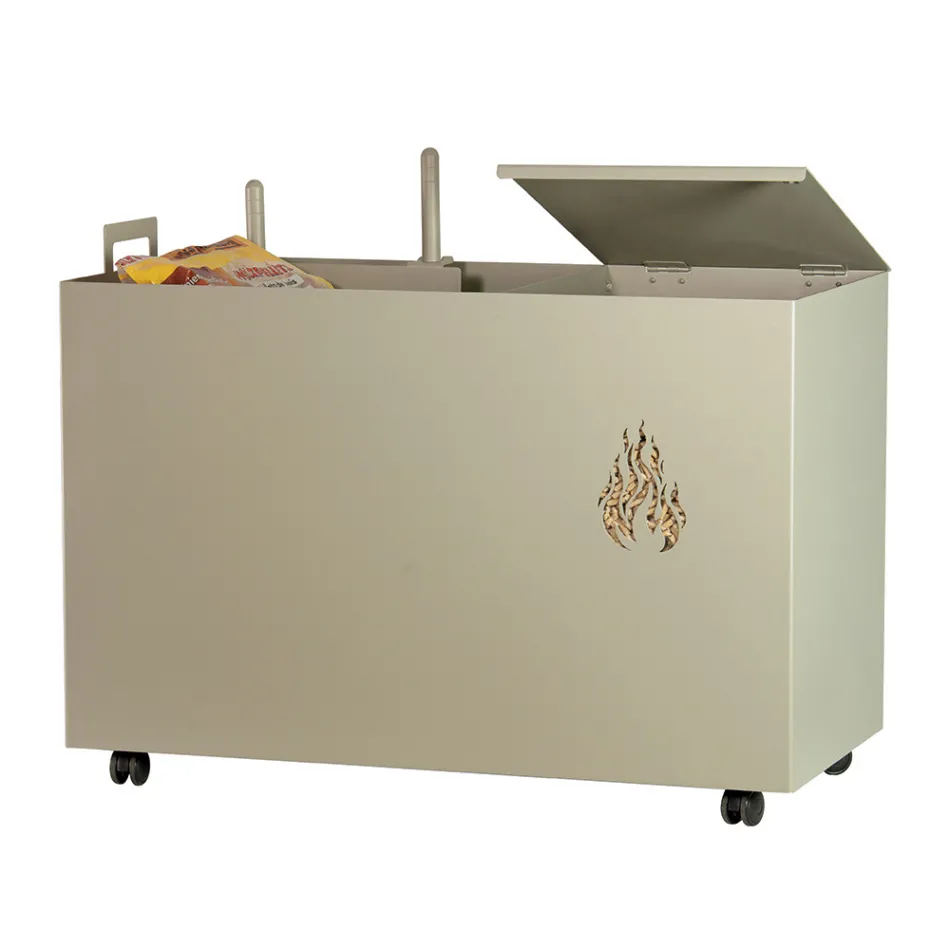 Porta Pellet Rettangolare in Metallo con 4 Ruote Made in Italy - Aquila Viadurini