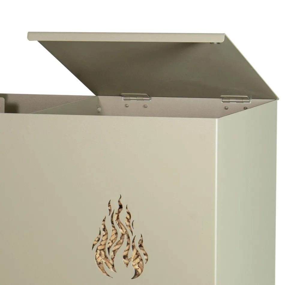 Porta Pellet Rettangolare in Metallo con 4 Ruote Made in Italy - Aquila Viadurini