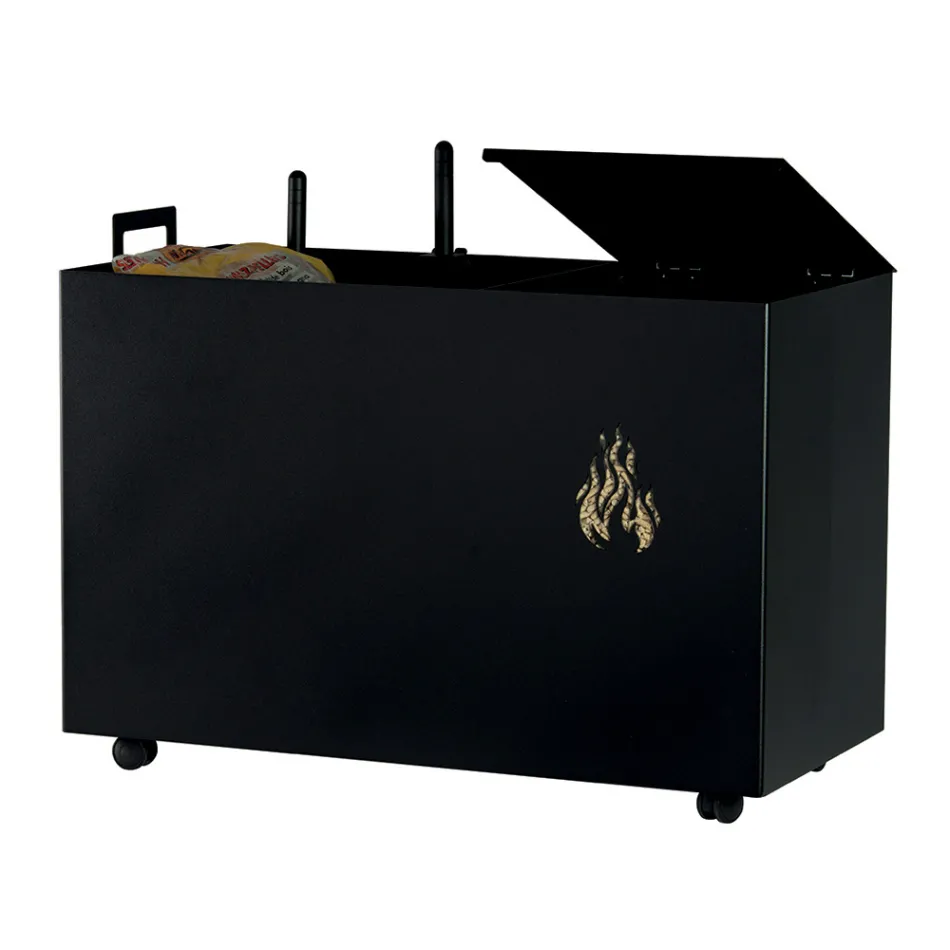 Porta Pellet Rettangolare in Metallo con 4 Ruote Made in Italy - Aquila Viadurini