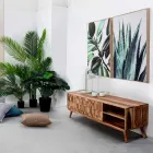 Porta Tv Design Vintage in Legno con Pomelli in Acciaio Homemotion - Ventador Viadurini