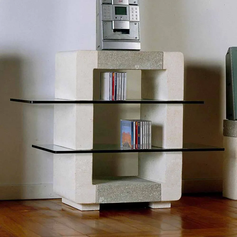 Porta Tv hi-fi in pietra e cristalli dal design moderno Xeni Viadurini