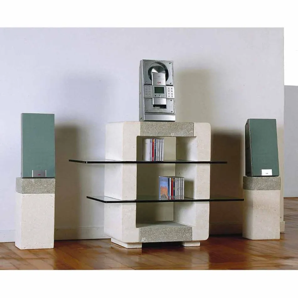 Porta Tv hi-fi in pietra e cristalli dal design moderno Xeni Viadurini