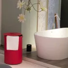 Portabiancheria cilindrico in cuoio rigenerato fatto a mano Roby Viadurini