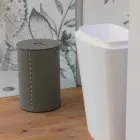 Portabiancheria cilindrico in cuoio rigenerato fatto a mano Roby Viadurini