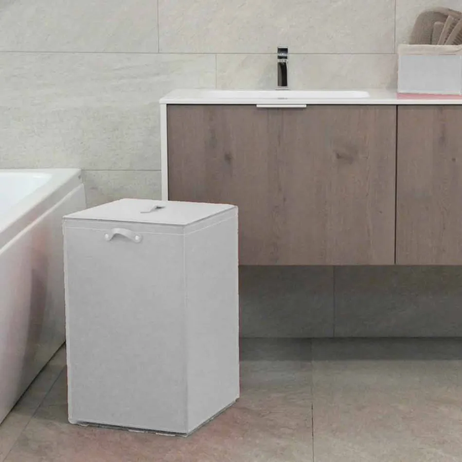 Portabiancheria in cuoio a base quadrata David, made in Italy Viadurini