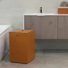 Portabiancheria in cuoio a base quadrata David, made in Italy Viadurini