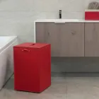 Portabiancheria in cuoio a base quadrata David, made in Italy Viadurini