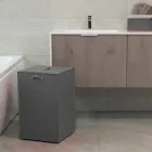 Portabiancheria in cuoio a base quadrata David, made in Italy Viadurini