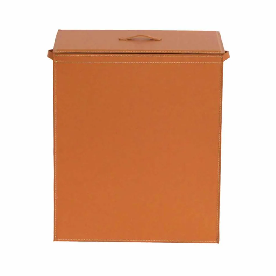 Portabiancheria in cuoio a base rettangolare di design Peter Viadurini