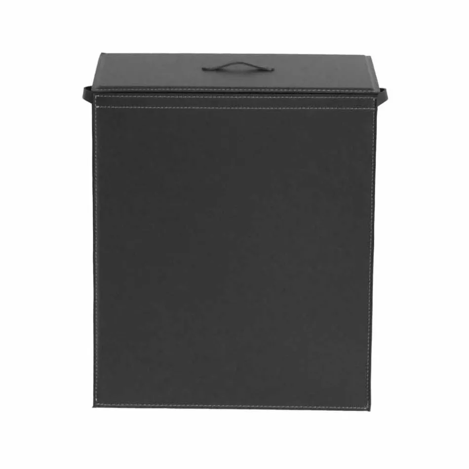 Portabiancheria in cuoio a base rettangolare di design Peter Viadurini