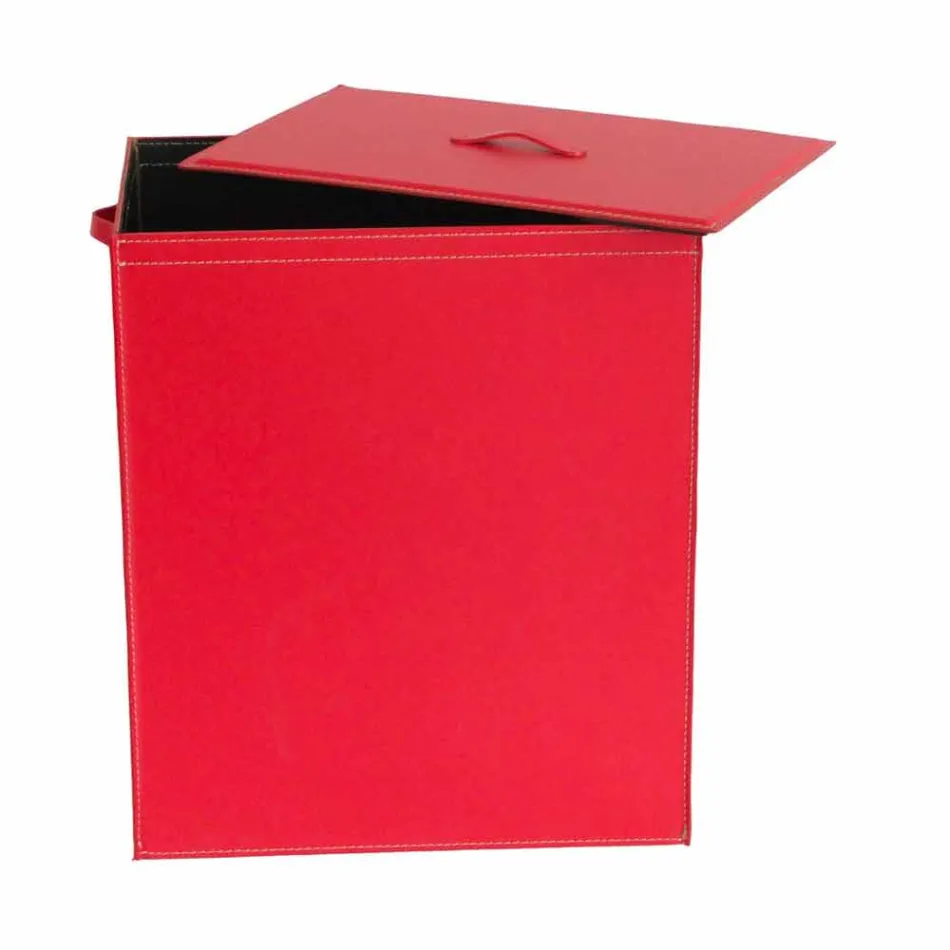 Portabiancheria in cuoio a base rettangolare di design Peter Viadurini