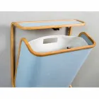 Portabiancheria moderno a parete in tessuto Navy e bamboo Valenza Viadurini