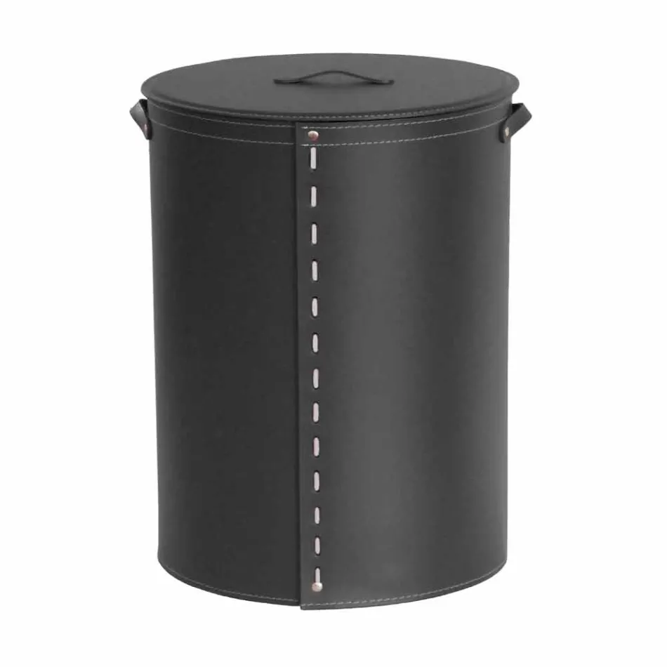 Portabiancheria ovale in cuoio rigenerato Riky made in Italy Viadurini