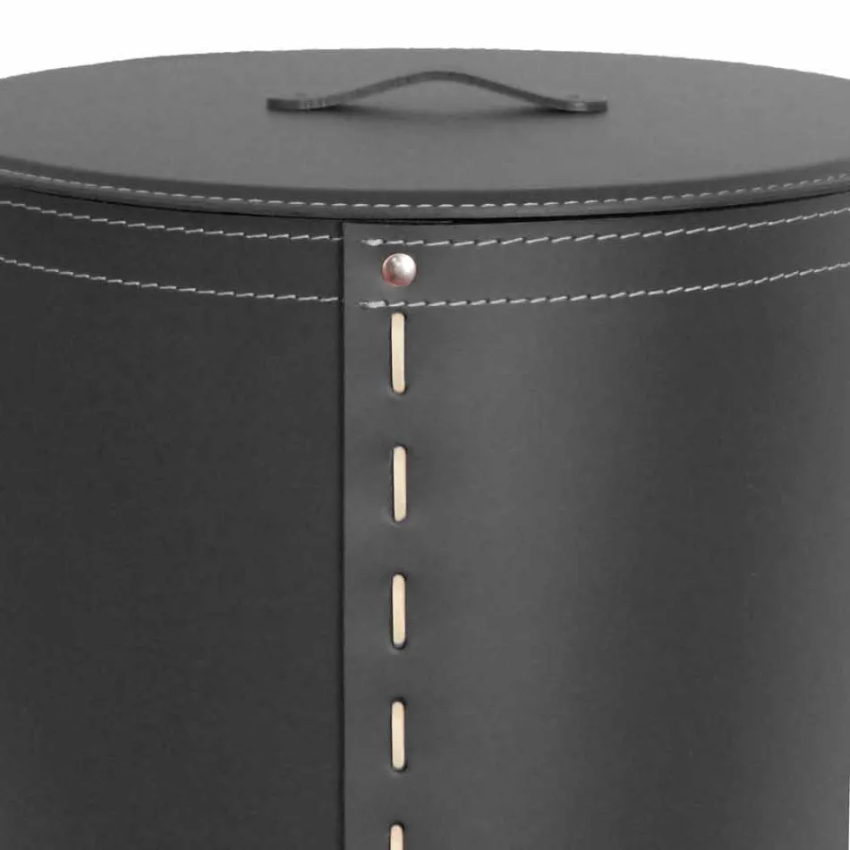 Portabiancheria ovale in cuoio rigenerato Riky made in Italy Viadurini